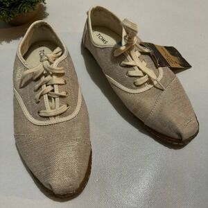 Toms NWT Venice Collection Crdones‎ Natural Metallic Woven Crepe Wrap Women's 9